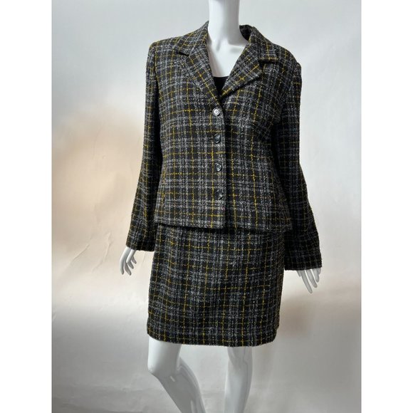 Mixit 2 pc Tweed Suit Jacket sz 10 Skirt sz  8 Grey  Tweed Wool Blend - Picture 1 of 16